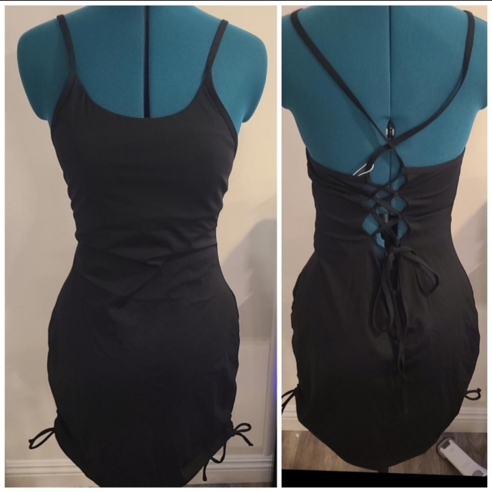 NWT Halara Lace Up Back Bodycon Side Hem Ties, Medium - Picture 2 of 6